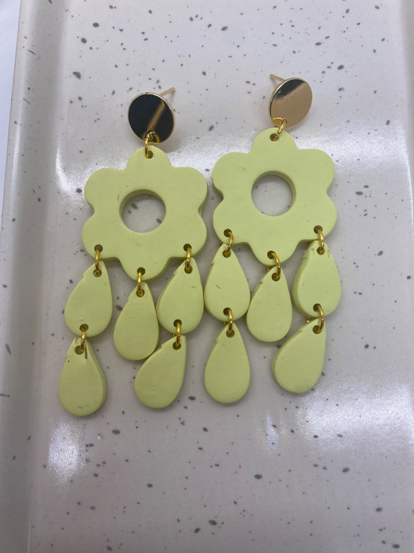 Yellow Flower With Teardrop Dangles  - 1