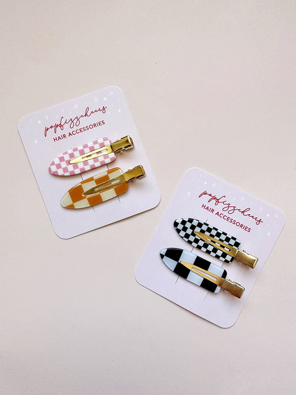 Retro Checkered Creaseless Hair Clips - 1