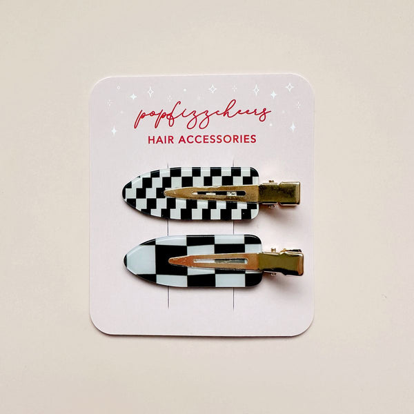 Retro Checkered Creaseless Hair Clips - 3