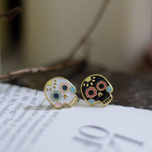 Sugar Skull Enamel Earrings - 1