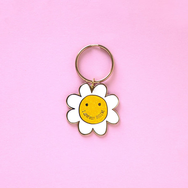 Smiley Face Daisy Keychain - 1