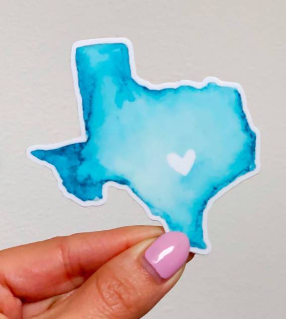 Blue Texas Heart Sticker
