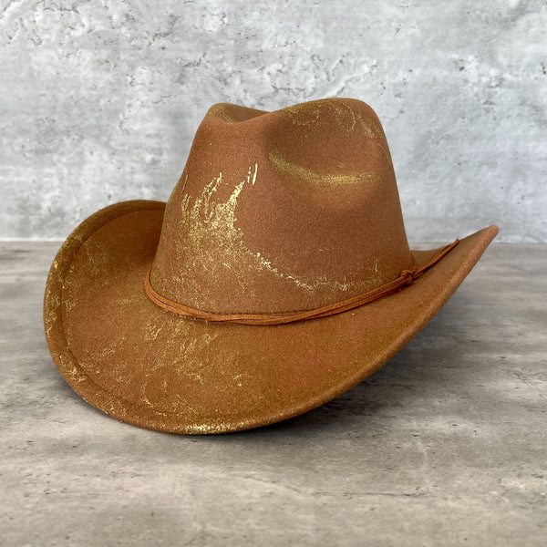 Gold Marbled Felt Cowboy Hat - 4