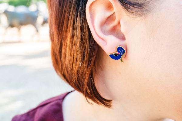 Bluebonnet Enamel Earrings - 2