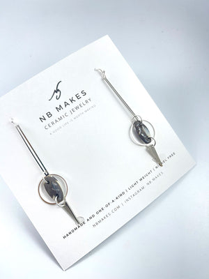 Linda Drop Pendant Earrings - Silver - 1