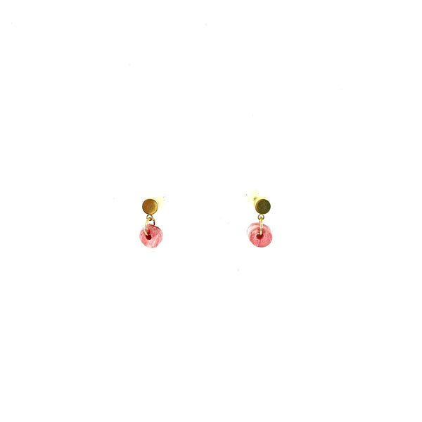 Gold Tiered Donut Stud Earrings - 5