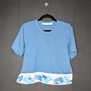 Crop Tee with Painted Ruffle - 1