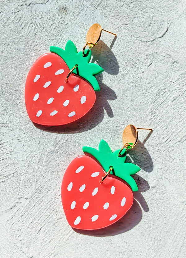 Strawberry Clay Earrings - 2