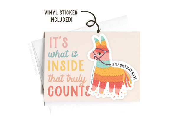 It's What Is Inside That Truly Counts Piñata Sticker Greeting Card