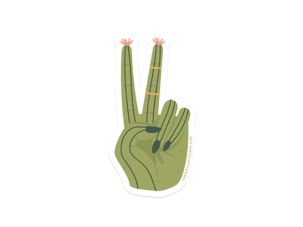 Cactus Peace Sign Sticker