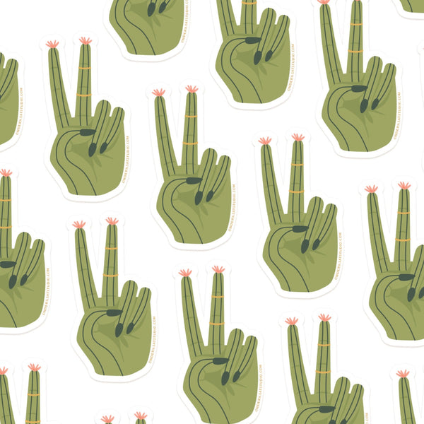 Cactus Peace Sign Sticker