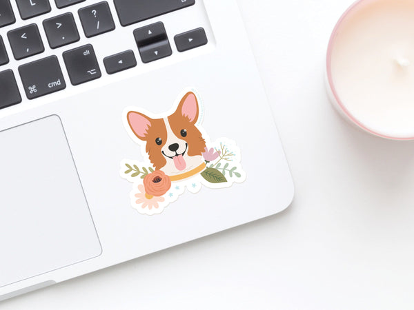 Corgi Floral Sticker