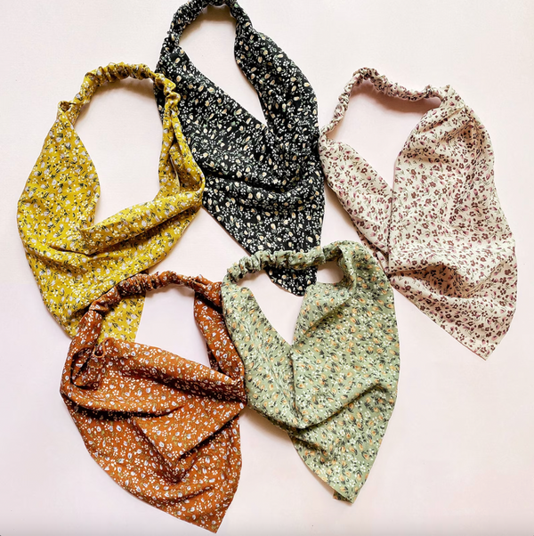 Dainty Floral Triangle Hair Bandana - 1