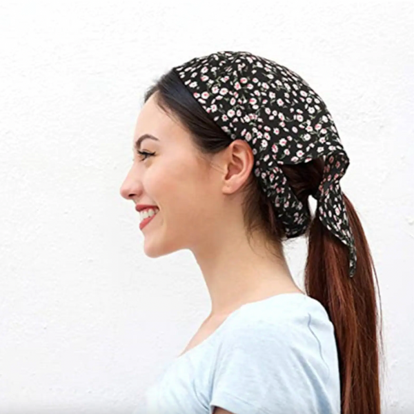 Dainty Floral Triangle Hair Bandana - 2