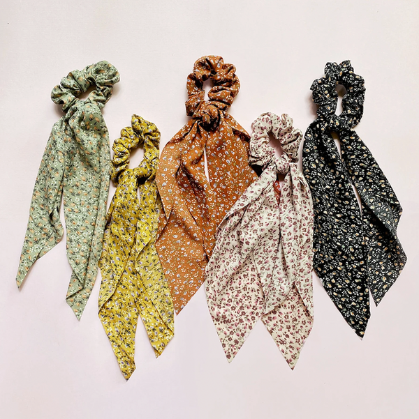 Dainty Floral Scrunchie Scarves - 1