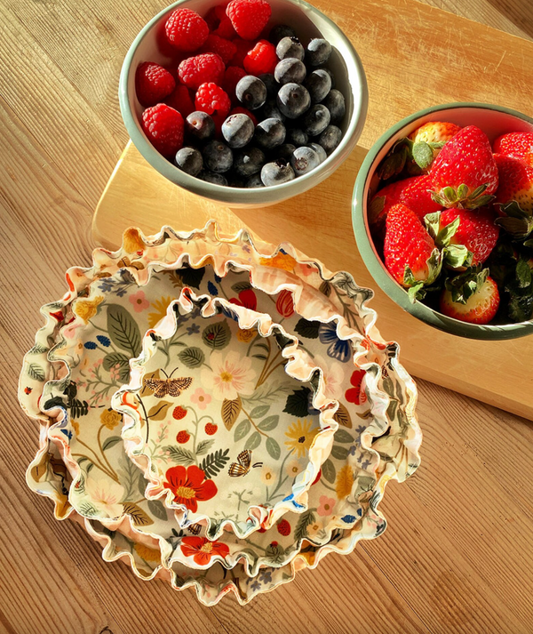 Mint Floral Bowl Covers - 2