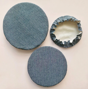 Blue Denim Stripes Bowl Covers - 1