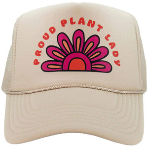 Proud Plant Lady Foam Trucker Hat Snapback - Khaki