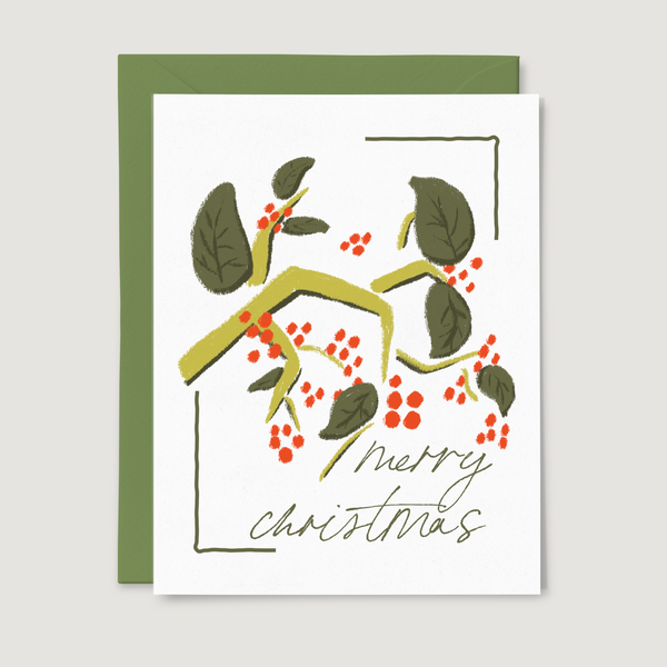 merry Christmas berries card - 1