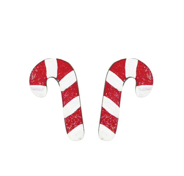 Sparkly Candy Cane Studs - 1