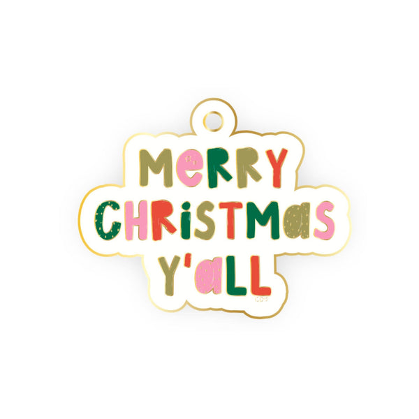 Merry Christmas Y'all Enamel Ornament