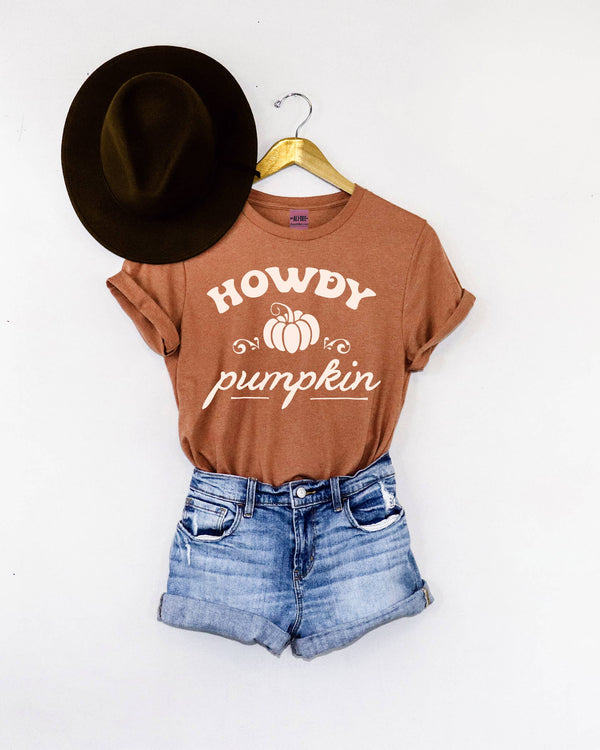 Howdy Pumpkin Graphic Tee - Heather Autumn