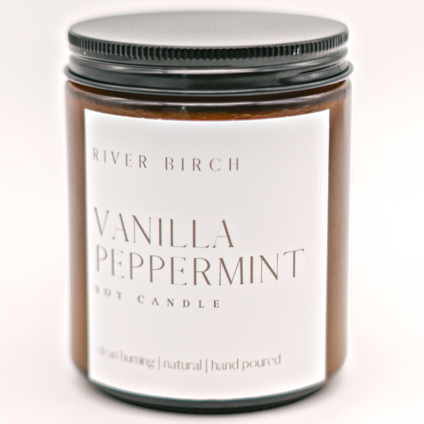 Vanilla Peppermint - Amber Jar - Soy Candle