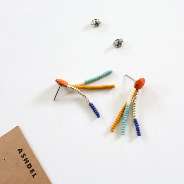 Line Drop Studs (Orange) - 3