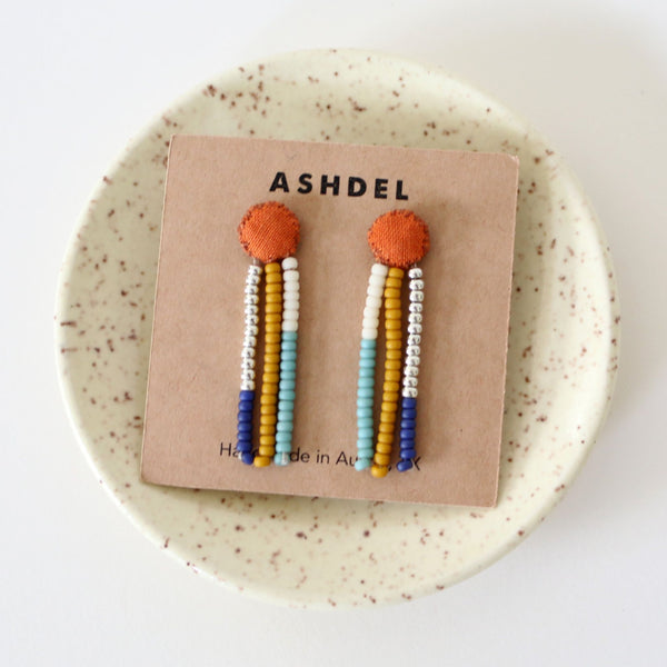 Line Drop Studs (Orange) - 2