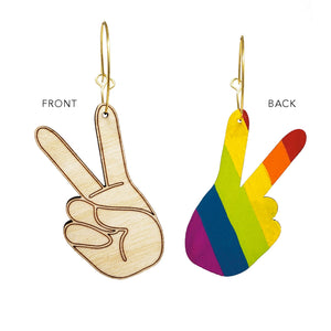 Peace Sign Pride Hand Hoop Earrings - 1