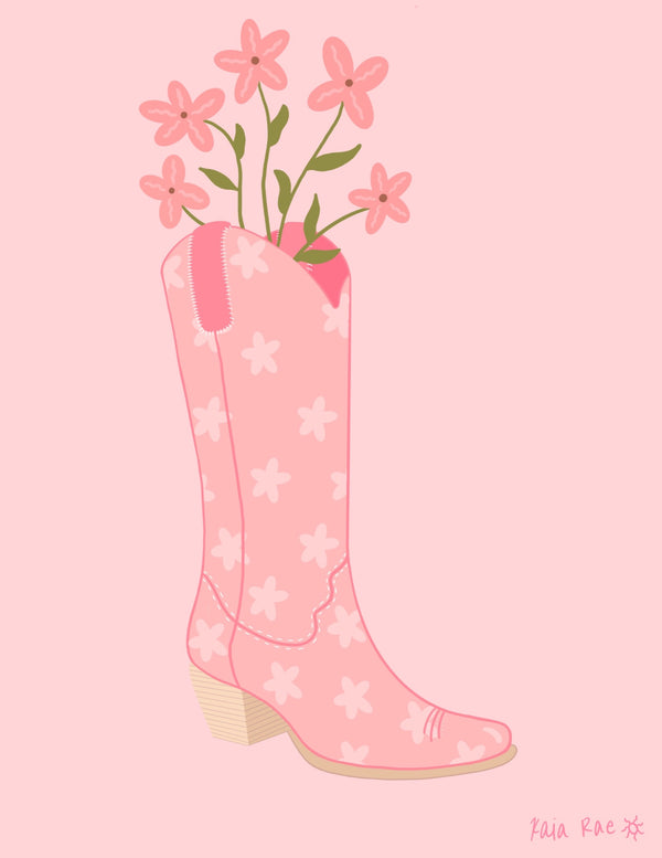 Pink Cowgirl Boot Print - 2