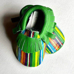 Green Serape Stripe Moccasins - 1