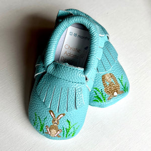 Blue Bunny Baby Moccasins - 1