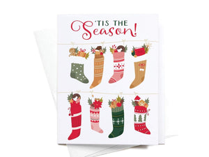 'Tis the Season! Christmas Stockings Greeting Card - onderkast-studio