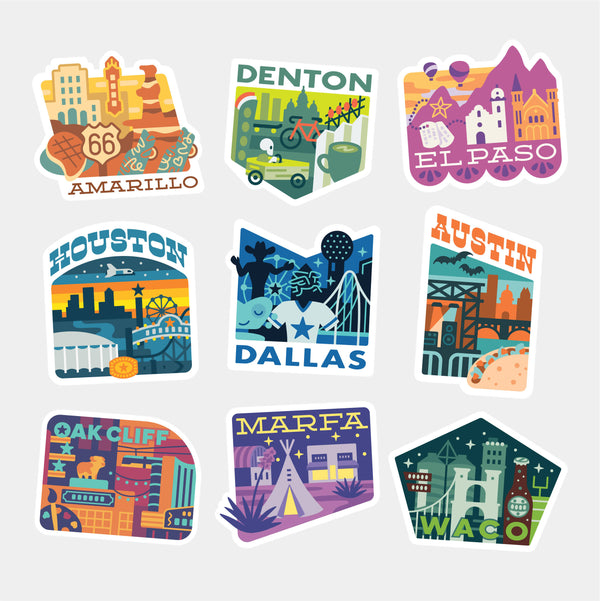 Texas Towns Stickers